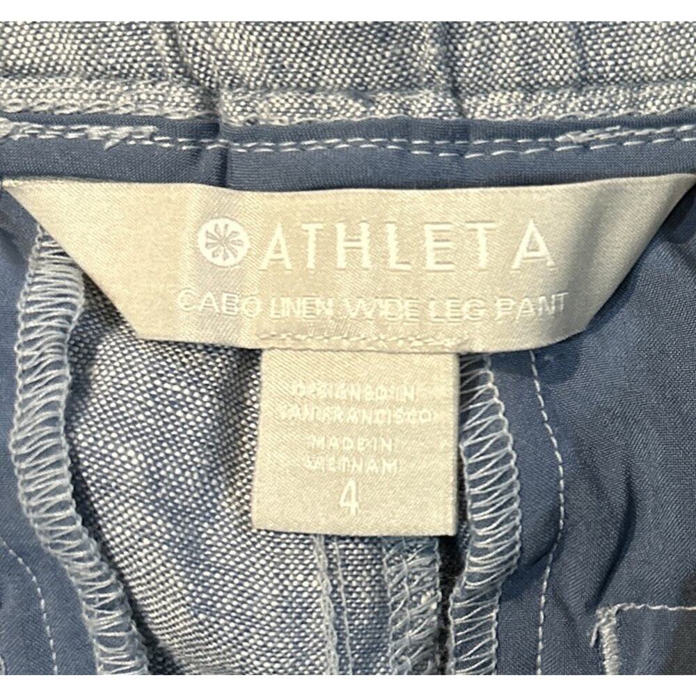 Athleta Women’s Chambray Blue Cabo Linen Mid Rise Wide Leg Pant Size 4 NWT - Picture 8 of 9